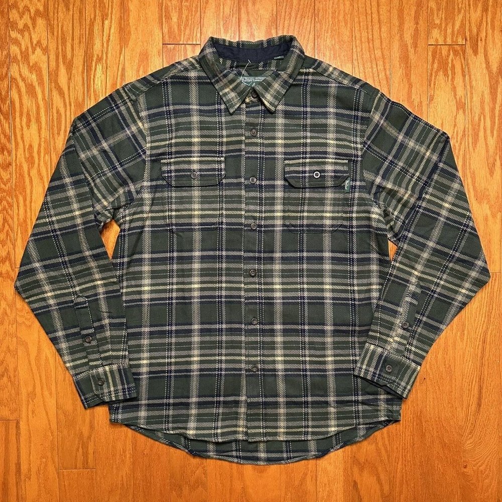 Woolrich Brawny Flannel Shacket Green Plaid Side Pockets Men’s Size 2XL XXL